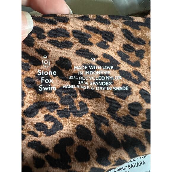 NWT Free People Stone Fox Swim Lele Strapless Bikini Top Cheetah Print Sahara XL - Picture 8 of 8
